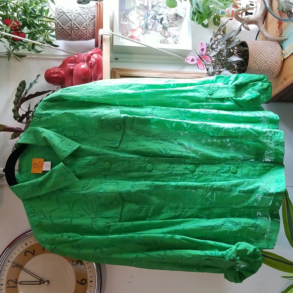 Green linen shirt